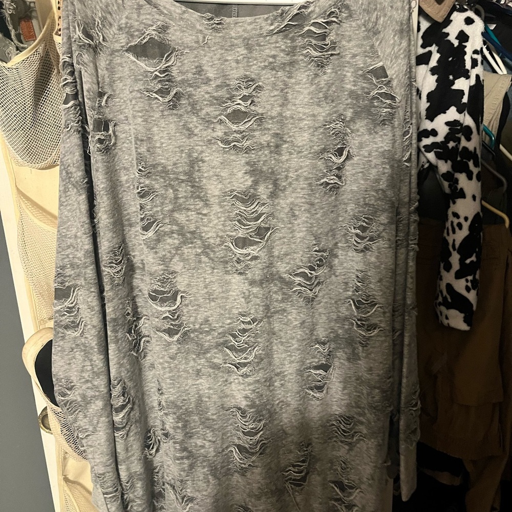 easel Distressed Gray Sweatshirt